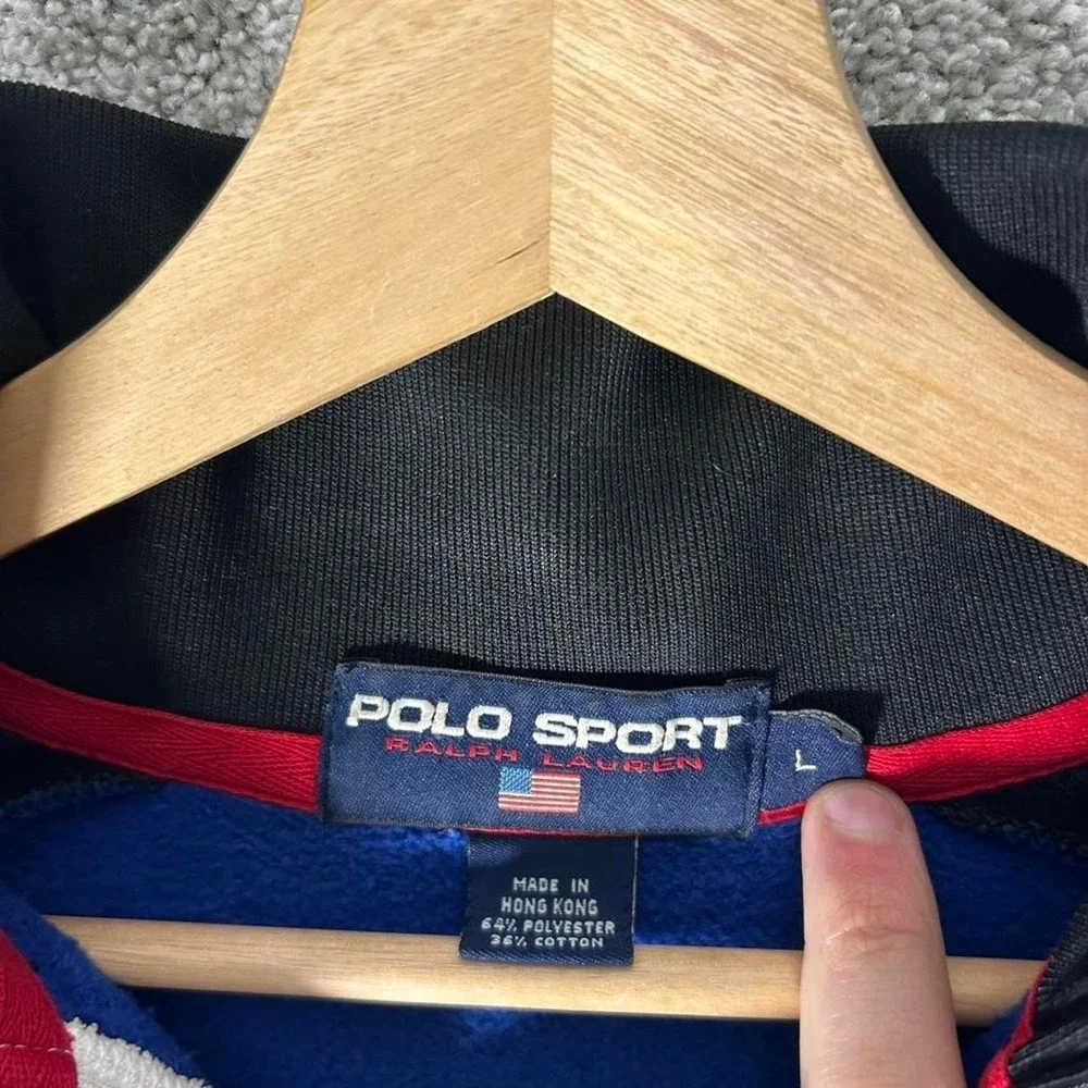 Vintage 90s Polo Sport black and blue zip up track jacket Size L